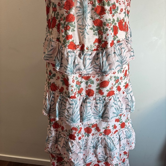ANTHROPOLOGIE Sz M Floral Tiered Maxi Dress With Ruffles and Smocked Bodice - Picture 9 of 13